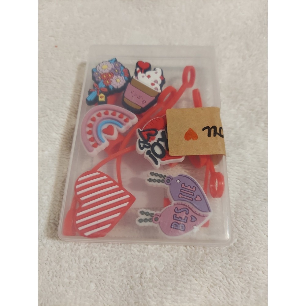 Valentine's straw toppers - Kids Party‎ Favors - 6 Pieces - New
